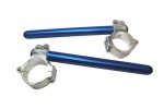 Aluminium-forged clip-ons ACCOSSATO with metal clamp composed of 2 half-rings 10 degrees inclination, blue