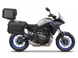 Kompletná sada čiernych hliníkových kufrov SHAD TERRA BLACK , 48 litrov vrchný kufor, 47/47 litrov b SHAD YAMAHA MT-07 Tracer / Tracer 700