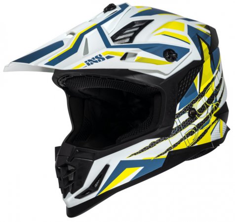 Cross helmet iXS X12045 iXS363 2.0 white matt-blue-yellow fluo L