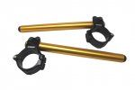 Aluminium-forged clip-ons ACCOSSATO with metal clamp composed of 2 half-rings 10 degrees inclination, gold