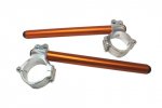 Aluminium-forged clip-ons ACCOSSATO with metal clamp composed of 2 half-rings 10 degrees inclination, orange